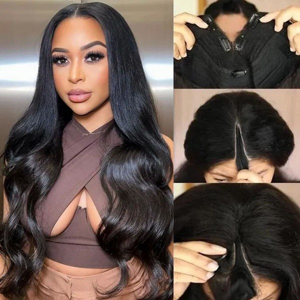 (All Texture Link) 150% Density 12-40 inches U part Wigs /V part Wigs 100% Human Hair Half Wig Straight /Wavy/ Curly