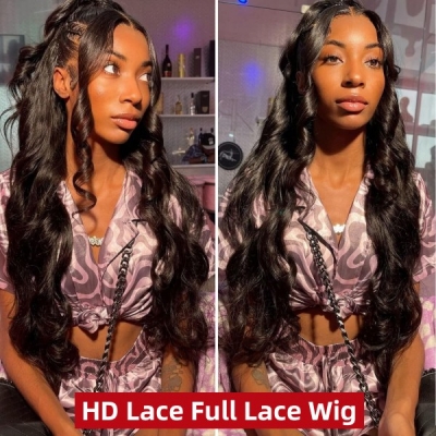 (All Texture Link) Undetectable HD Lace Full Lace Wigs Invisible Melted Edge 130% Density Human Hair Natural Color