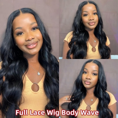 130% Density Full Lace Wigs Body Wave Human Hair Swiss Transparent Lace