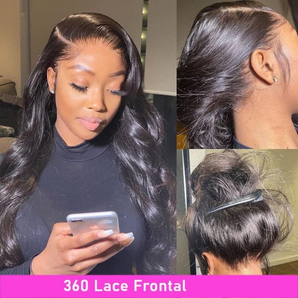 Hot Sale 180% Density 12-30 Inches Freely Ponytail Wig 360 Lace Frontal Wigs HD Lace & Transparent Lace Body Wave Virgin Hair