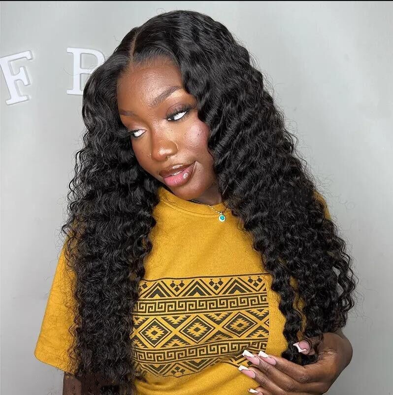 150% Density HD Lace 360 Lace Wigs Indian Hair Deep Wave
