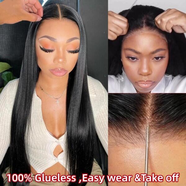 (All Texture Link)  Transparent Lace Glueless 150% Density 4*4 & 5*5 Lace Closure Wig Pre plucked 100% Human Hair Pre Cut Wear Go 0 Skill Needed