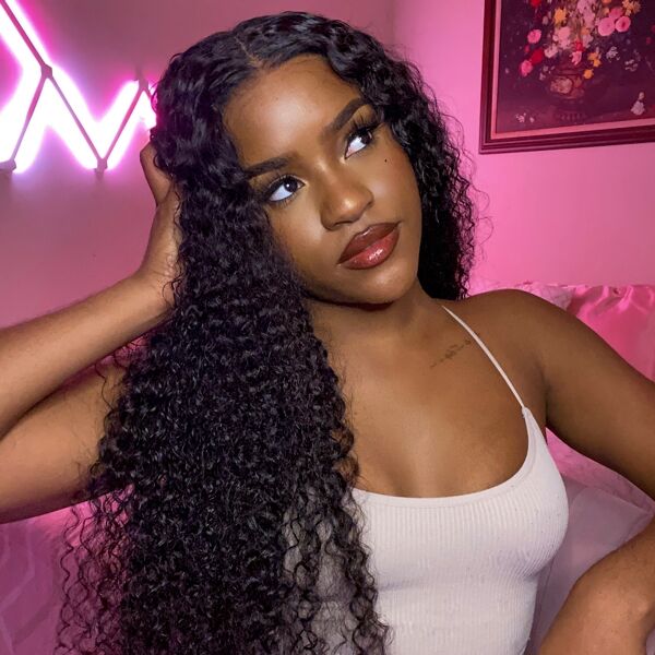 150% Density 4*4 HD Lace Closure Wig Kinky Curly Human Hair