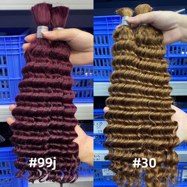 Color Hair Bulk No Weft  For Braiding 100% Human Hair Quick Weave Extensions 100 Grams/1 Bundle