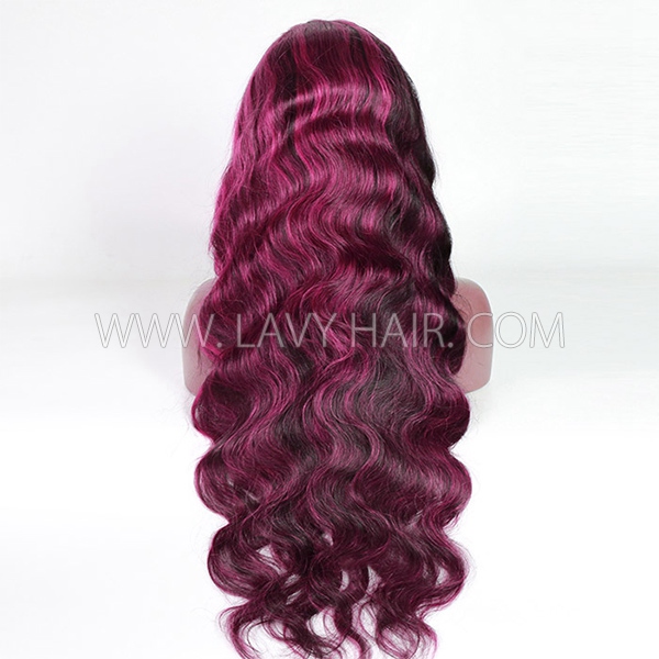 (All Texture Link) P1B/Pink Balayage Highlight Color 180% Density Lace Frontal Wigs 100% Human Hair Preplucked Glueless Wear Go