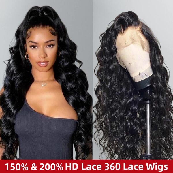 (All Texture Link) HD Lace 360 Lace Wigs 150% & 200% Density Glueless 100% Human Hair Preplucked Hairline Pre Bleached Small Knot Straight/Wavy/Curly