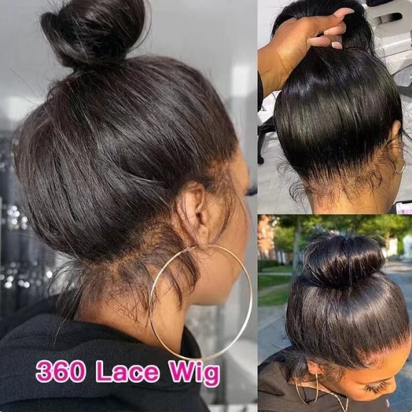 (All Texture Link) HD Lace 360 Lace Wigs 150% & 200% Density Glueless 100% Human Hair Preplucked Hairline Pre Bleached Small Knot Straight/Wavy/Curly