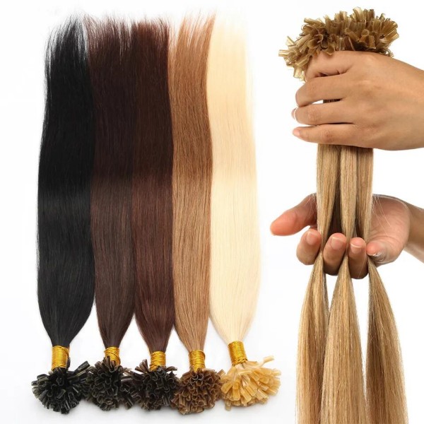 U Tip (Nail Tip) Raw Hair Pre Bonded Hair Extensions 100 grams/1 pack #1B #27 #613 #2 #4 #6 #8 Color