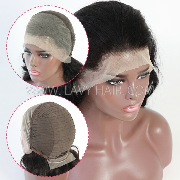 Super Double Drawn Bouncy Curly Glueless 200% Density 13*4 Full Frontal Wigs Transparent Lace Wear Go 100% Human Hair