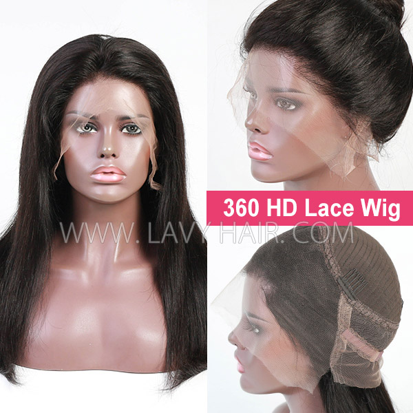 (All Texture Link) HD Lace 360 Lace Wigs 150% & 200% Density Glueless 100% Human Hair Preplucked Hairline Pre Bleached Small Knot Straight/Wavy/Curly