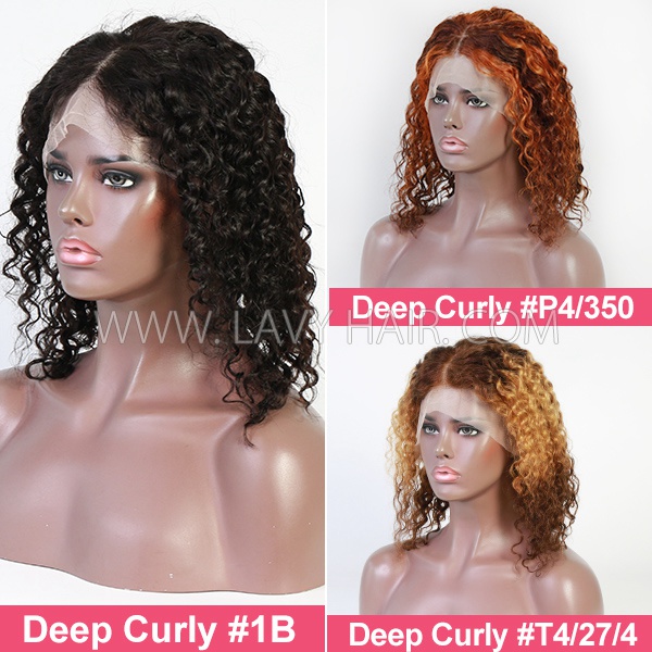 (All Texture Link) Glueless Wear Go 13*4 Full Frontal Bob Wig 150% Density Human Hair Transparent Lace Color #99J #1B #p4/27 #T4/27/4 #350 #p4/350