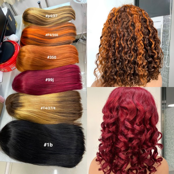 (All Texture Link) Glueless Wear Go 13*4 Full Frontal Bob Wig 150% Density Human Hair Transparent Lace Color #99J #1B #p4/27 #T4/27/4 #350 #p4/350