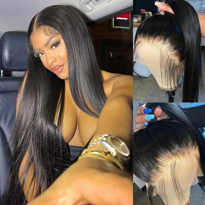 (All Texture Link) HD Lace 360 Lace Wigs 150% & 200% Density Glueless 100% Human Hair Preplucked Hairline Pre Bleached Small Knot Straight/Wavy/Curly