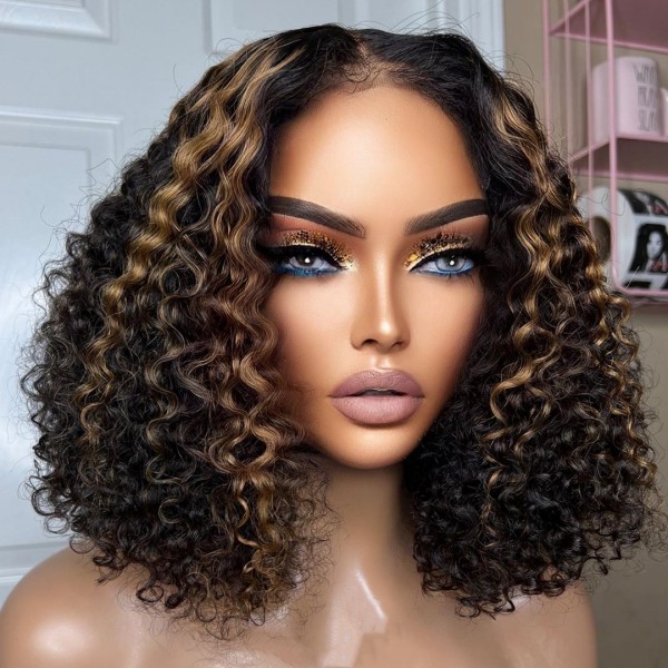 Wear Go Glueless Strunk Stripe Color Bob Wig Invisible Melted Lace 150% Density 100% Real Human hair Straight /Kinky curly /Deep Wave /Water wave