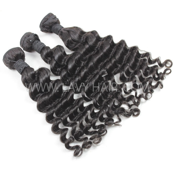 Advanced Grade 12A Deep Wave Unprocessed Human Virgin hair Wholesale extensions #1b color Brazilian Peruvian Malaysian Indian