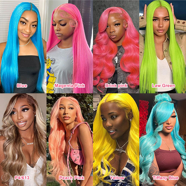 (All Texture Link)Color Hair Collection Transparent Lace 13*4 lace front wigs 130% density 100% Human hair Wear Go Wig