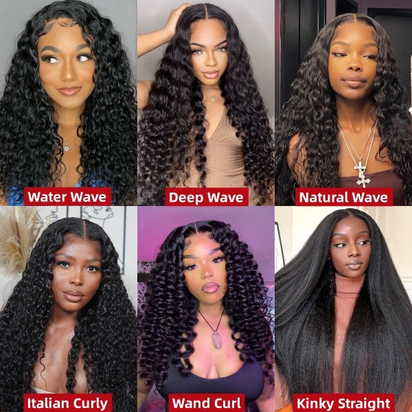 (All Texture Link)150% Density HD Lace Glueless Wear Go Pre Bleached Single Knot 100% Real Human Hair Pre Plucked Straight/Wavy/Curly