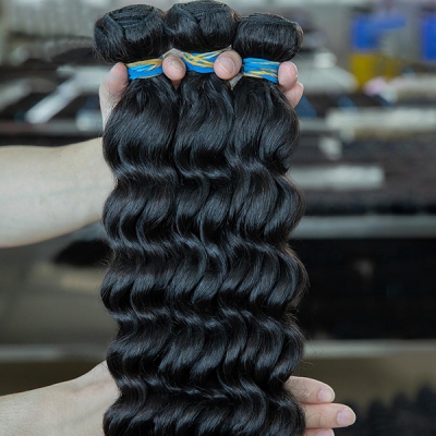 Lavy Hair 14A Top Grade Raw Hair Blue Band Color Even Deep Wave Cuticle Aligned Unprocessed Bundle