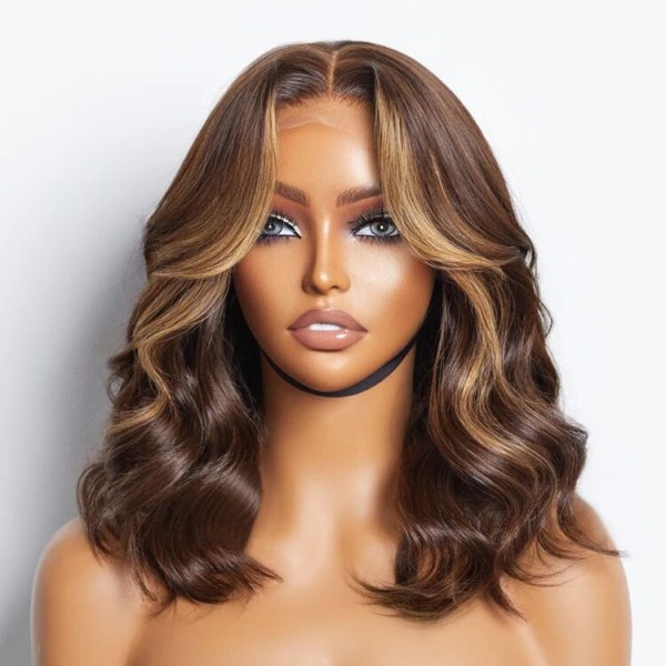 Glueless Wig Strunk Stripe Brown Color Wear Go Wig 150% Density HD Lace Customize 5-7 Days 150lfw