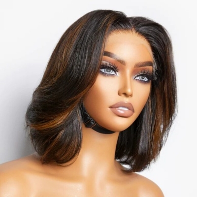 Glueless Wig Highlighted Brown Color Wear Go Wig 150% Density HD Lace Customize 3-4 Days 150lfw