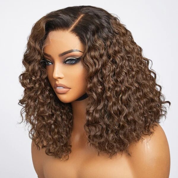 Ombre Brown Color Glueless Wear Go Bob Wig 300% Density HD Lace Customize 2-4 Days