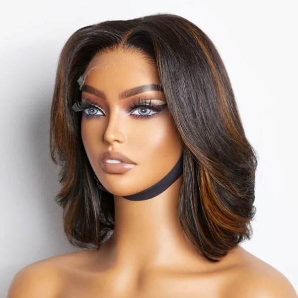 Glueless Wig Highlighted Brown Color Wear Go Wig 150% Density HD Lace Customize 3-4 Days 150lfw