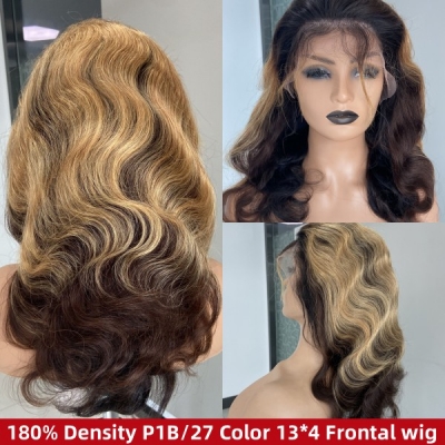 50% Off Limisted Stock Clearance Lace Frontal Wigs 180% Density P1B/27 Hidden Color Human Virgin Hair Cheap Wigs No.3-DL0214-9