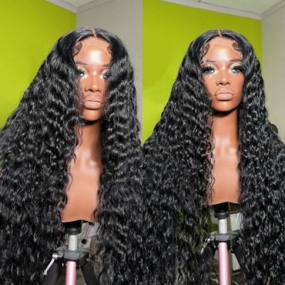 (3-6 Bundles Thickness) High Density Picture Style Wavy Hair  5*5 Lace Closure Wigs Human Hair High Quality Wear Go 100% Glueless