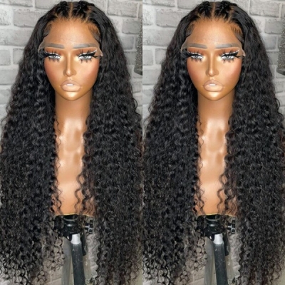 (3-6 Bundles Thickness) High Density Picture Style Curly Hair  5*5 Lace Closure Wigs Human Hair High Quality Wear Go 100% Glueless
