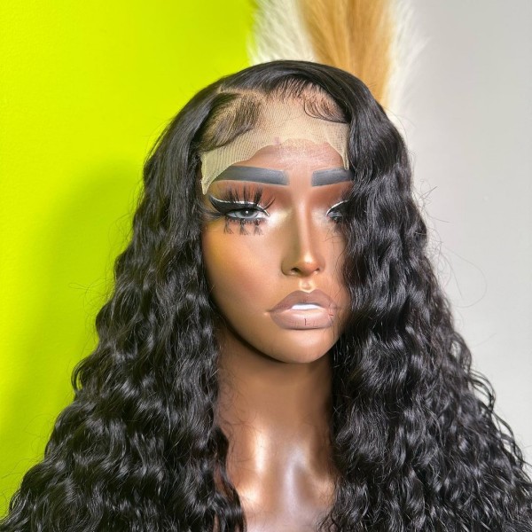 (3-6 Bundles Thickness) High Density Picture Style Wavy Hair  5*5 Lace Closure Wigs Human Hair High Quality Wear Go 100% Glueless