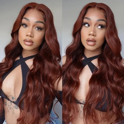 Glueless Wig #33b Reddish Brown Color  Wear Go Wig 150% Density HD Lace Customize 4-7 Days