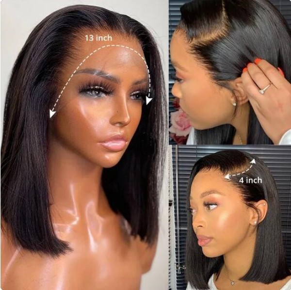 (All Texture Link)  150% Density Glueless Wear Go HD Lace Bob Wigs Blunt Cut Pre plucked Hairline 100% Human Hair Wear Go Pre Cut Lace