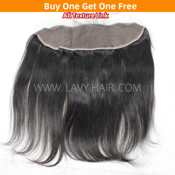 Buy One Get One Free Brown Lace 13*4 Lace Frontal  #1B Color 4c Curly Hairline Straight Hair Human hair Swiss lace