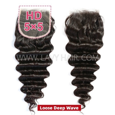 Superior Grade HD Lace Closure 4*4 5*5 Preplucked Natural Hairline Undetectable Melted Lace 100% Human Hair Swiss Lace