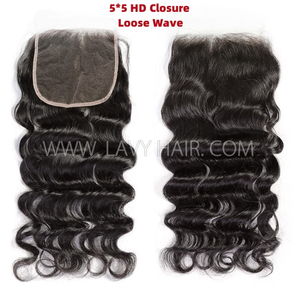 HD Lace Closure 4*4 5*5 Preplucked Natural Hairline Undetectable Melted Lace 100% Human Hair Swiss Lace