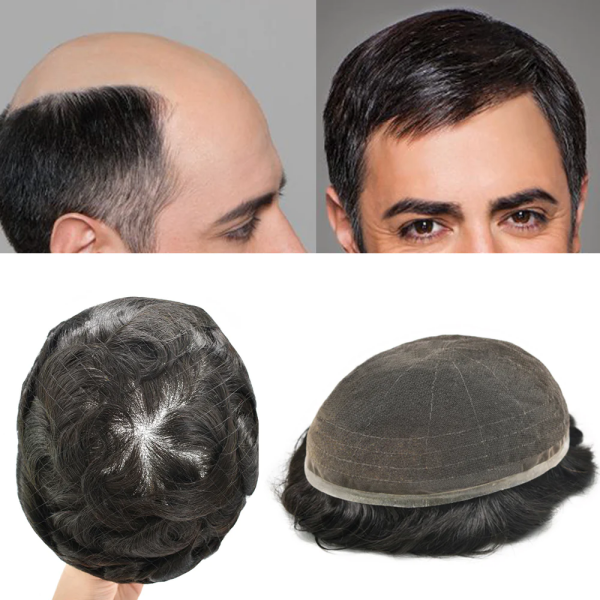 (New)  Full French Lace Toupee for Men | Premium Human Hair System with Natural Hairline and Breathable Base