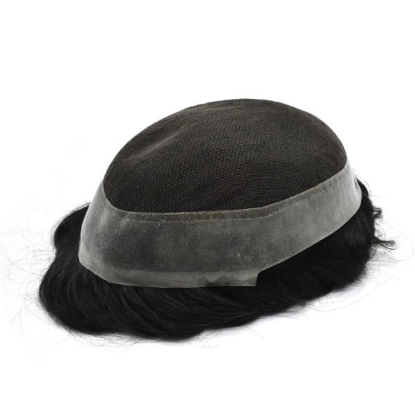 (New) Mens Toupee Australia Series French Lace Centre With PU Poly Skin Around Replacement Hair System 100% Human Hair