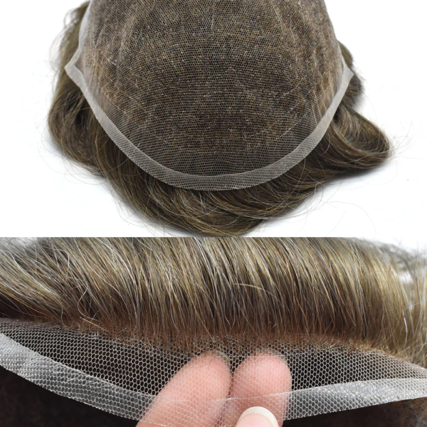 Lavy Hair Q6 Mens Toupee Non Surgical Hair Replacement French Lace With PU Skin Around | Best For Daily Wear