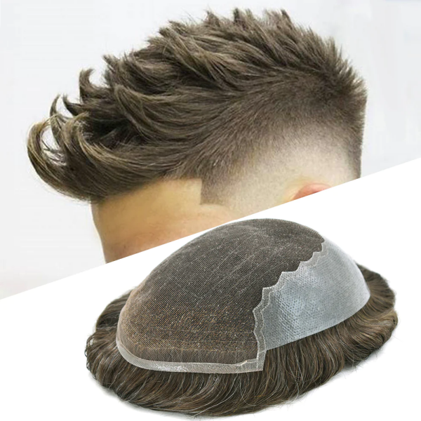 Lavy Hair Q6 Mens Toupee Non Surgical Hair Replacement French Lace With PU Skin Around | Best For Daily Wear