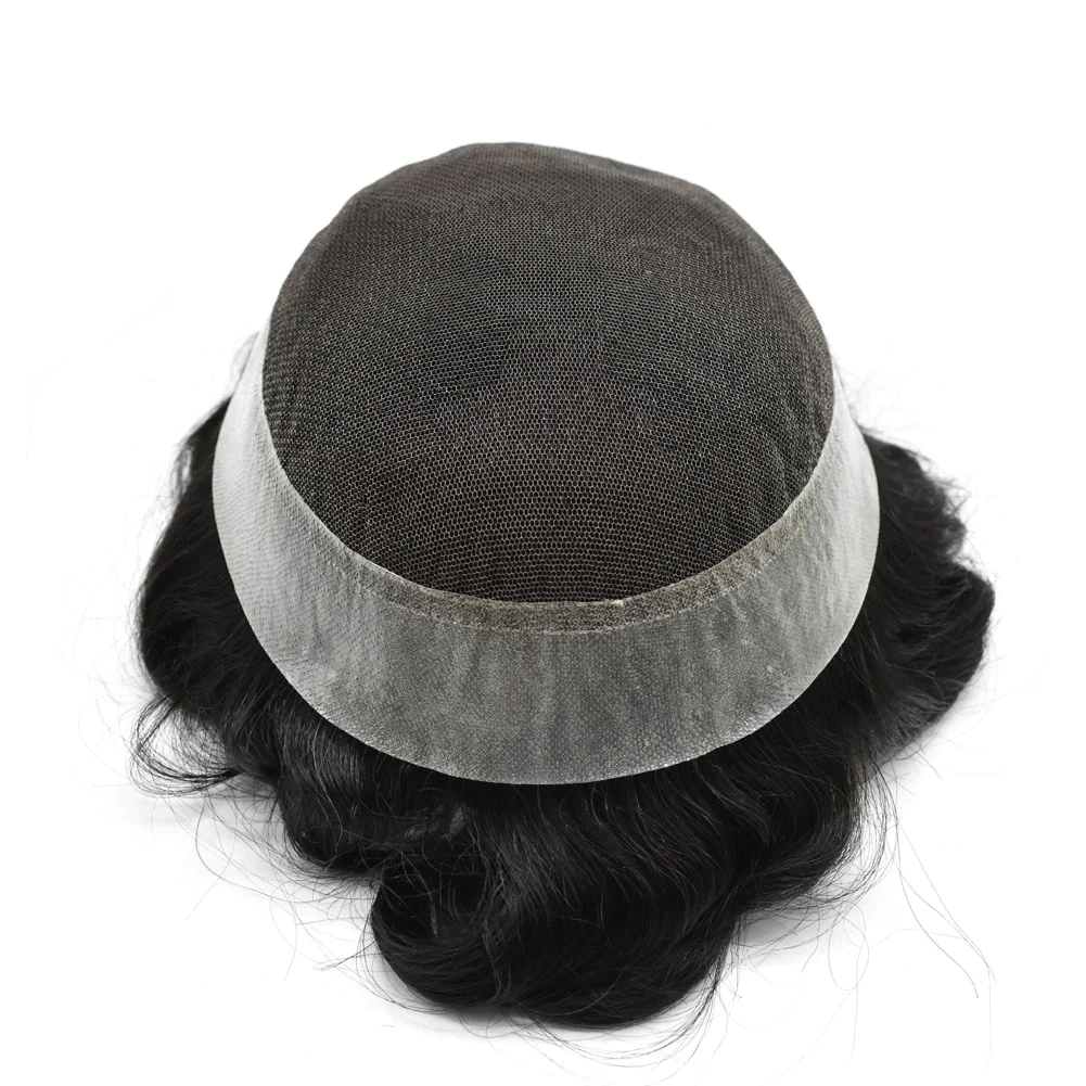 (New) Mens Toupee Australia Series French Lace Centre With PU Poly Skin Around Replacement Hair System 100% Human Hair
