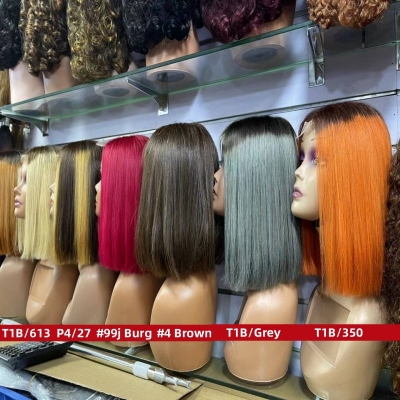 (All Texture Link)250% High Density 2*6 Closure Bob Wig Bone Straight Raw Hair #1B #99J #4 #P4/27 Thickness Blunt Cut Preplucked Glueless wig