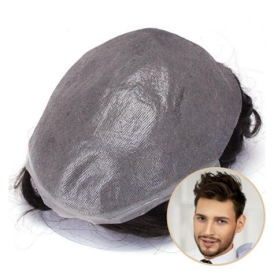 (New) Mens Toupee Thin Skin 0.06mm V-looped Mens Hair Replacement System Transparent Toupee For Men Invisible Mens Hair Piece For Hair Loss