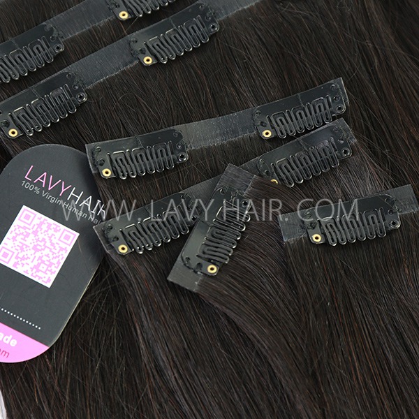 Lavy Hair Follicle Fusion Clip ins Seamless Skin Injection No Glue No Damage 7 pcs/set 120 grams 12A Grade Virgin Hair