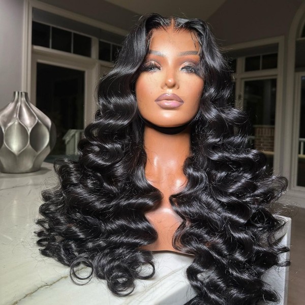 (All Texture Link Double Drawn) 2*6 6*6 7*7 HD Lace Middle Part Closure Wig glueless Wear Go  200% Density 100% Human Hair Preplucked Prebleached