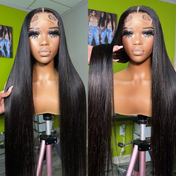 (Vietnamese Raw Hair Wigs 4 Bundles Thickness) HD Lace Glueless Wear Go Single Knot Pre Plucked Straight/Wavy/Curly