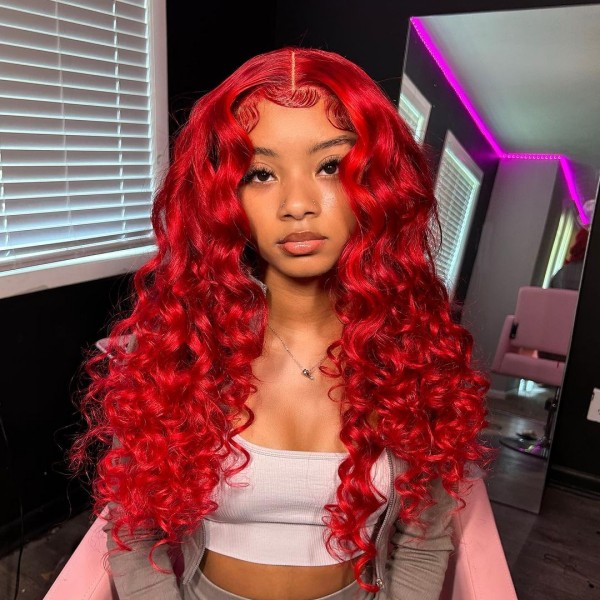 Glueless Wig Charming Red Color 150% Density HD Lace and Transparent Lace Wigs 5-7 Days Customize 150lfw-02