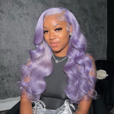 Glueless Wig Lavender Purple Color 150% Density Wear Go HD Lace Human Hair 5-7 Days Customize 613lfw-43A19