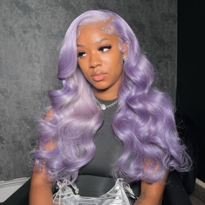 Glueless Wig Lavender Purple Color 150% Density Wear Go HD Lace Human Hair 5-7 Days Customize 613lfw-43A19