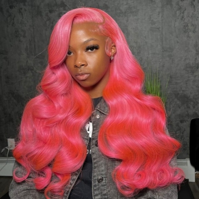 Glueless Wig Soft Pink Soft Wavy 150% Density Wear Go 5-7 Days Customize 100% Human Hair