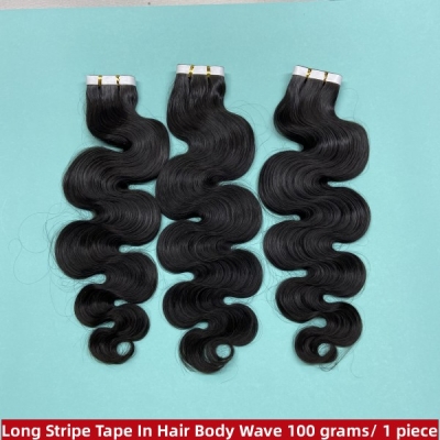 50% Off Limited Stock Clearance 100 grams/ 1 piece Long Strip Tape In Hair #1b Natural Color Human Hair Durable Invisible Install Extensions
